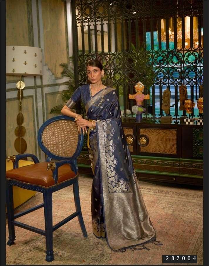 DESIGNER FANCY PARTY WEAR BLUE SILK SAREE EXCLUSIVE COLLECTION SM RAJTEX KARADHYA 287004