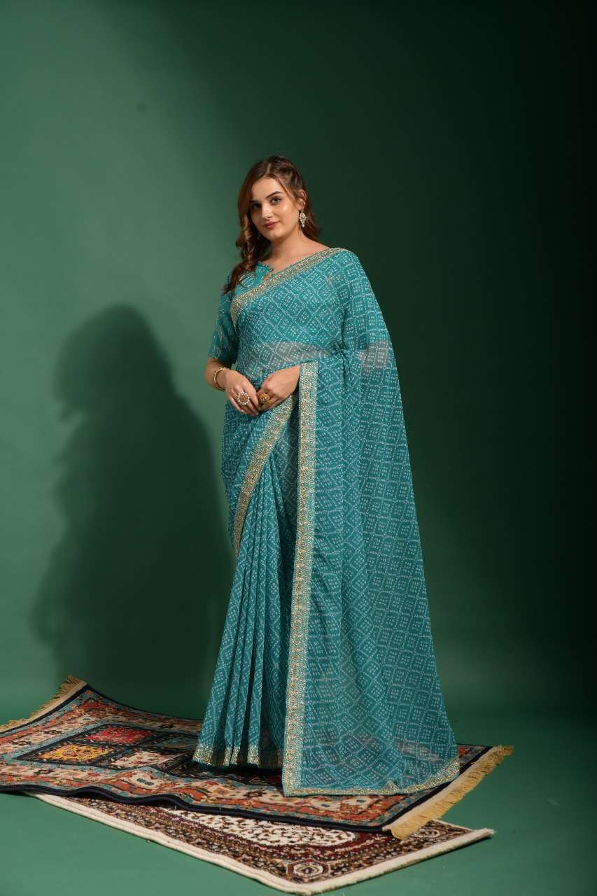 DESIGNER FANCY PARTY WEAR CHIFFON SILK SAREE EXCLUSIVE COLLECTION PC FLORAL 3