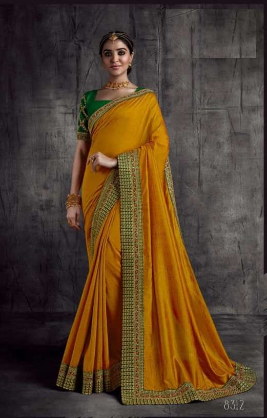 DESIGNER FANCY PARTY WEAR FANCY SILK SAREE EXCLUSIVE COLLECTION SM JOHRIWAZ KADHAI 8312S