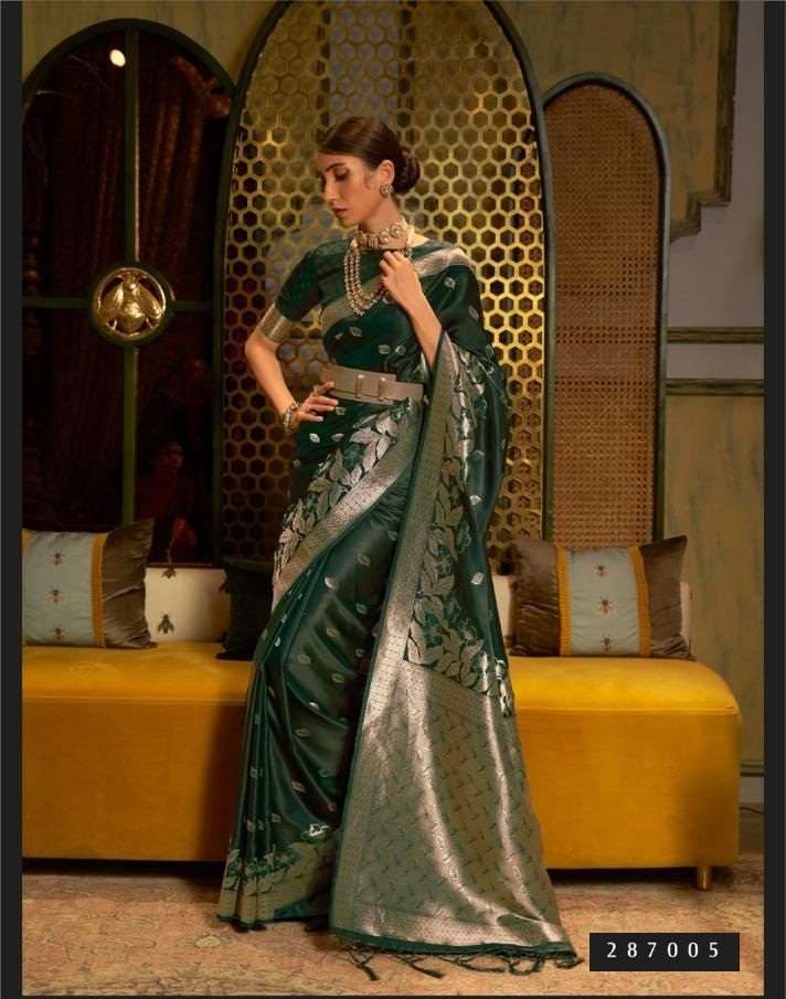 DESIGNER FANCY PARTY WEAR GREEN SILK SAREE EXCLUSIVE COLLECTION SM RAJTEX KARADHYA 287005