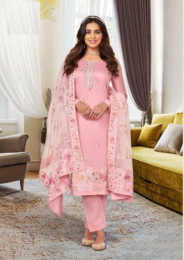 DESIGNER FANCY PARTY WEAR PINK SHARARA PALAZZO GEORGETTE SALWAR SUIT EB NYARA1527