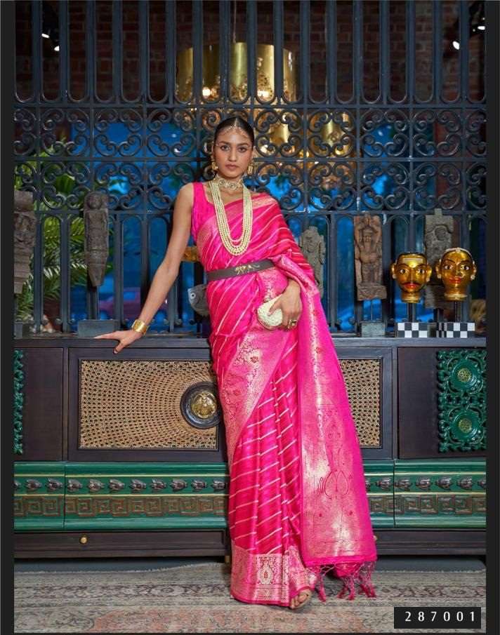 DESIGNER FANCY PARTY WEAR PINK SILK SAREE EXCLUSIVE COLLECTION SM RAJTEX KARADHYA 287001