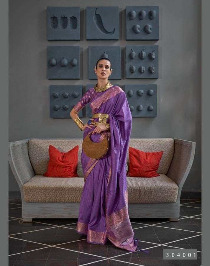 DESIGNER FANCY PARTY WEAR PURPLE SILK SAREE EXCLUSIVE COLLECTION RAJTEX KANSHITA 304001