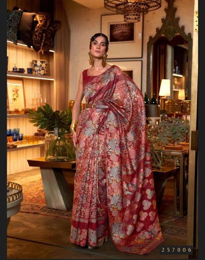 DESIGNER FANCY PARTY WEAR RED SILK SAREE EXCLUSIVE COLLECTION SM RAJTEX KAAZI SILK 257006