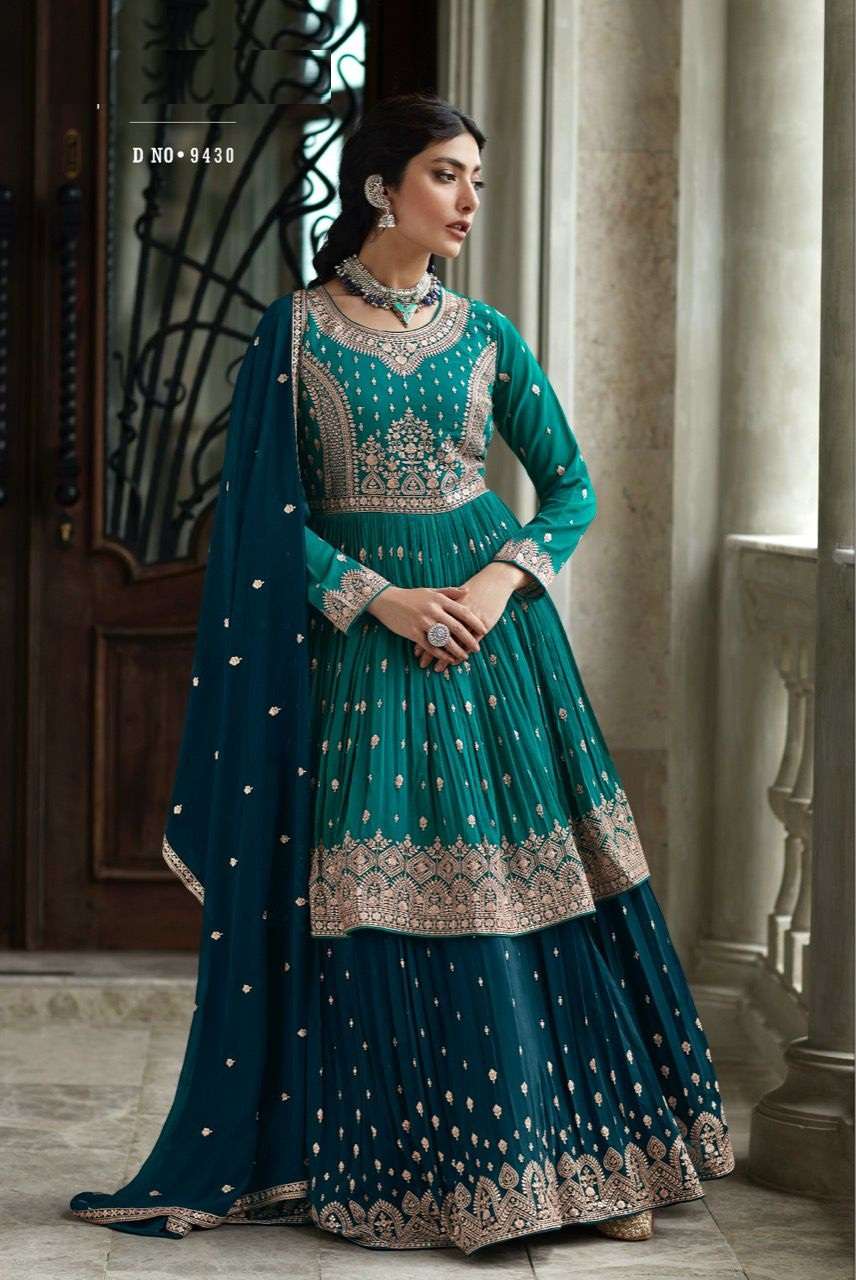 DESIGNER FANCY PARTY WEAR SHARARA PALAZZO GEORGETTE SALWAR SUIT AF RADHIKA 9430