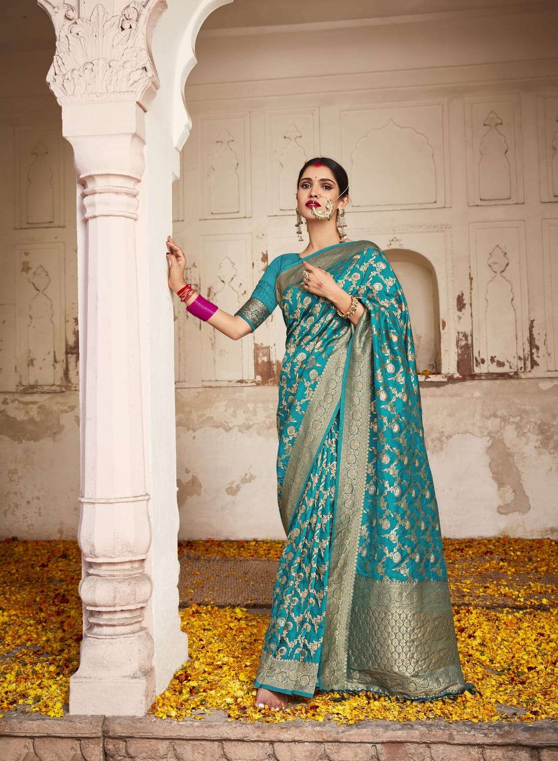 DESIGNER FANCY PARTY WEAR SKY BLUE SILK SAREE EXCLUSIVE COLLECTION SM RAJPATH ADRIKA17002