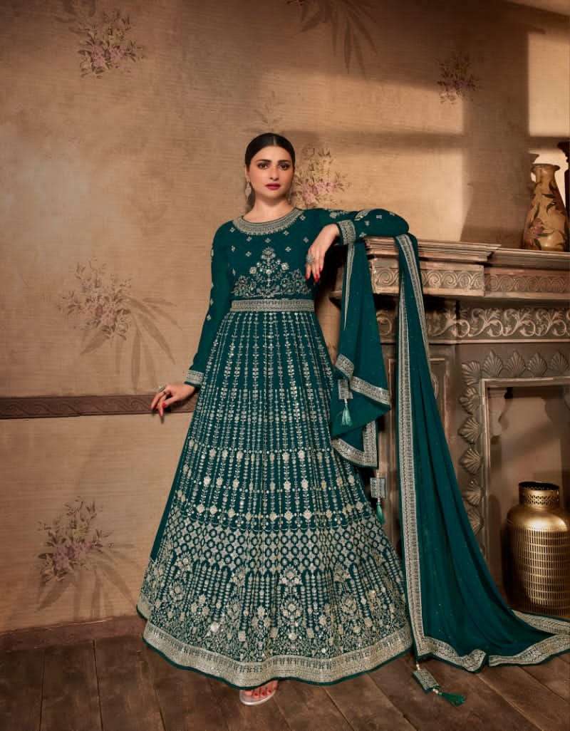 DESIGNER FANCY RAMA LONG ANARKALI GOWN SALWAR SUIT FOR WEDDING PARTY WEAR IN GEORGETTE FABRIC RH VINAY FASHION 61446