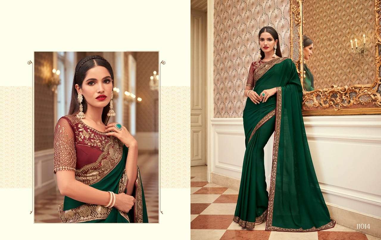 DESIGNER FANCY WEDDING PARTY WEAR DESIGNER GEORGETTE SILK SAREE SM ANMOL 11014