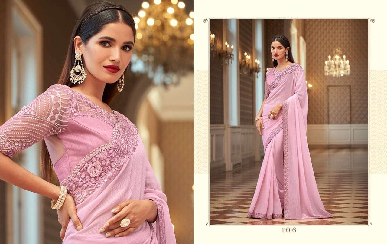 DESIGNER FANCY WEDDING PARTY WEAR DESIGNER GEORGETTE SILK SAREE SM ANMOL 11016