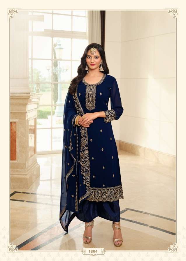 DESIGNER UNIQUE WEDDING PARTY WEAR BLUE STRAIGHT SALWAR IN GEORGETTE FABRIC LT NITYA-180 1804