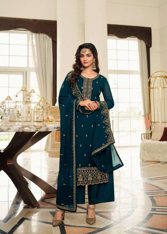 DESIGNER UNIQUE WEDDING PARTY WEAR BLUEE STRAIGHT SALWAR IN GEORGETTE FABRIC LT NITYA-180 1801