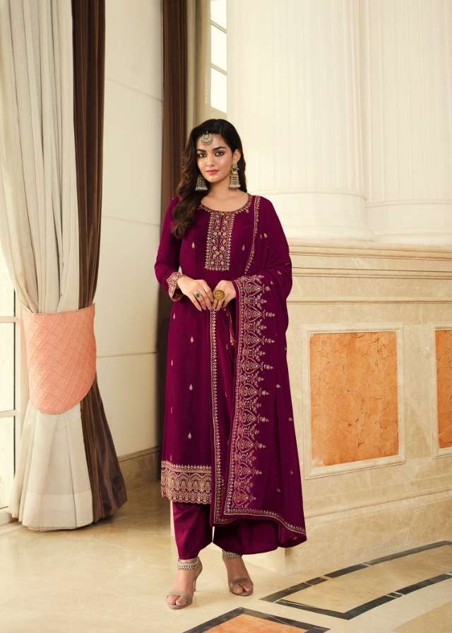 DESIGNER UNIQUE WEDDING PARTY WEAR MAROON STRAIGHT SALWAR IN GEORGETTE FABRIC LT NITYA-180 1805