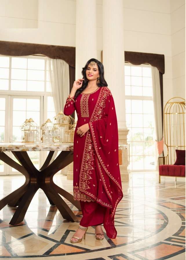 DESIGNER UNIQUE WEDDING PARTY WEAR RED STRAIGHT SALWAR IN GEORGETTE FABRIC LT NITYA-180 1802