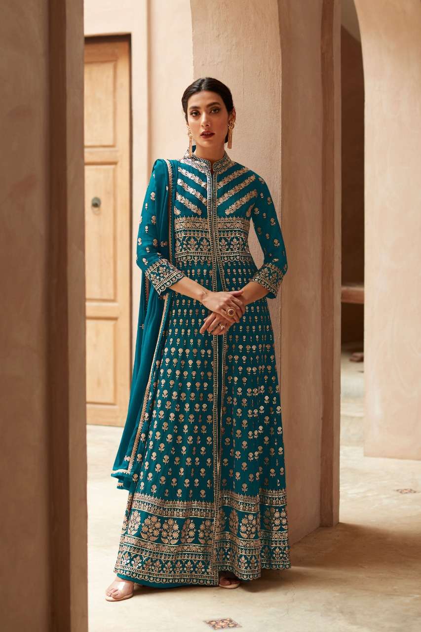 DESIGNER FANCY LONG RAMA ANARKALI GOWN SALWAR SUIT FOR WEDDING PARTY WEAR IN GEORGETTE FABRIC AF ANANYA 9452