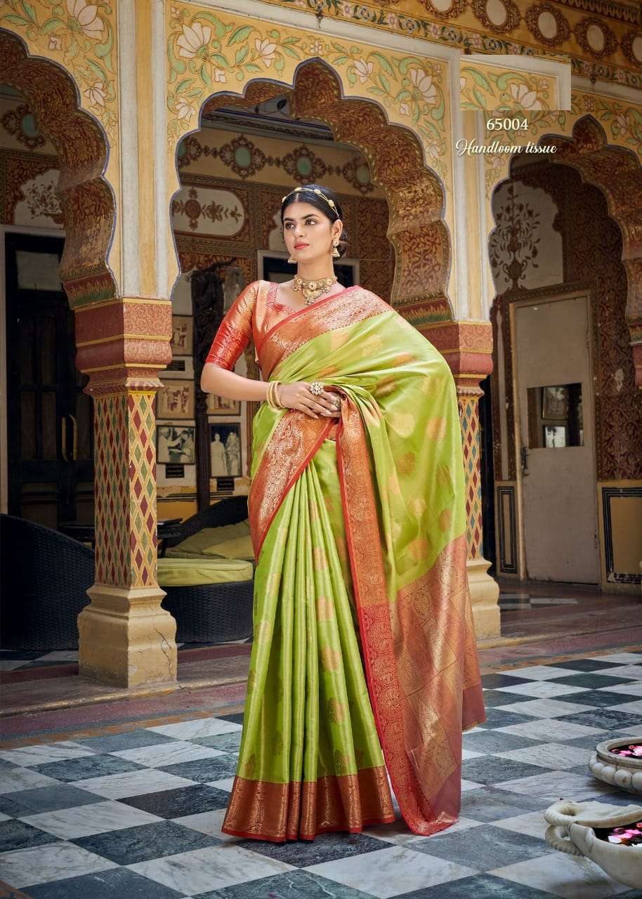 DESIGNER FANCY PARTY WEAR GREEN SILK SAREE EXCLUSIVE COLLECTION RAJYOG AVYUKTHA SM 65004