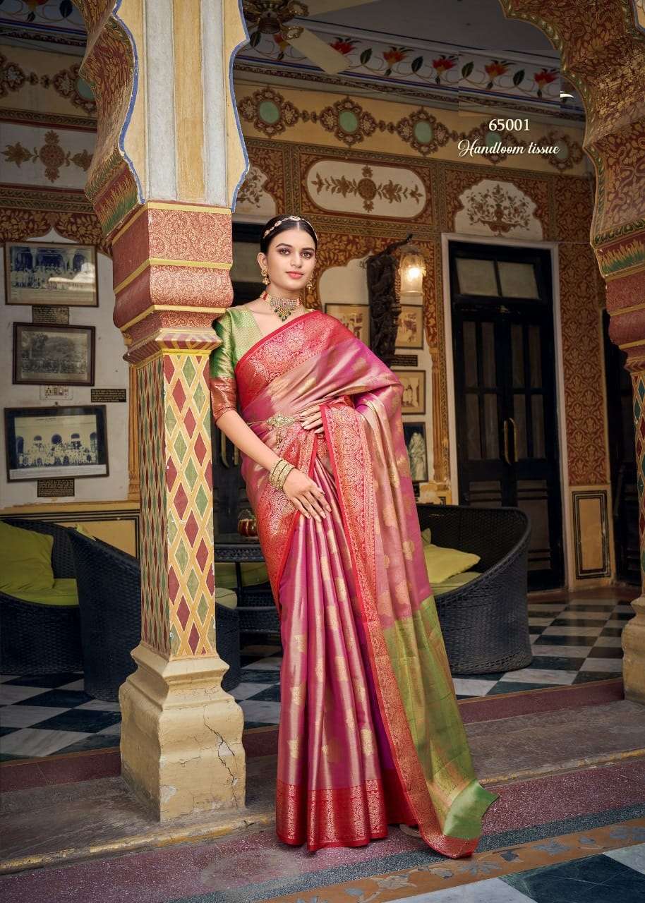 DESIGNER FANCY PARTY WEAR PINK SILK SAREE EXCLUSIVE COLLECTION RAJYOG AVYUKTHA SM 65001