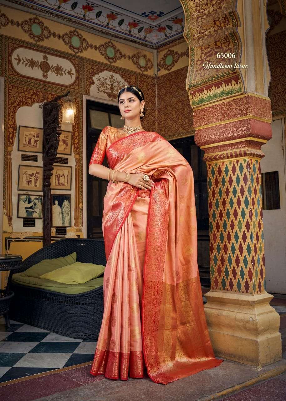 DESIGNER FANCY PARTY WEAR PINK SILK SAREE EXCLUSIVE COLLECTION RAJYOG AVYUKTHA SM 65006