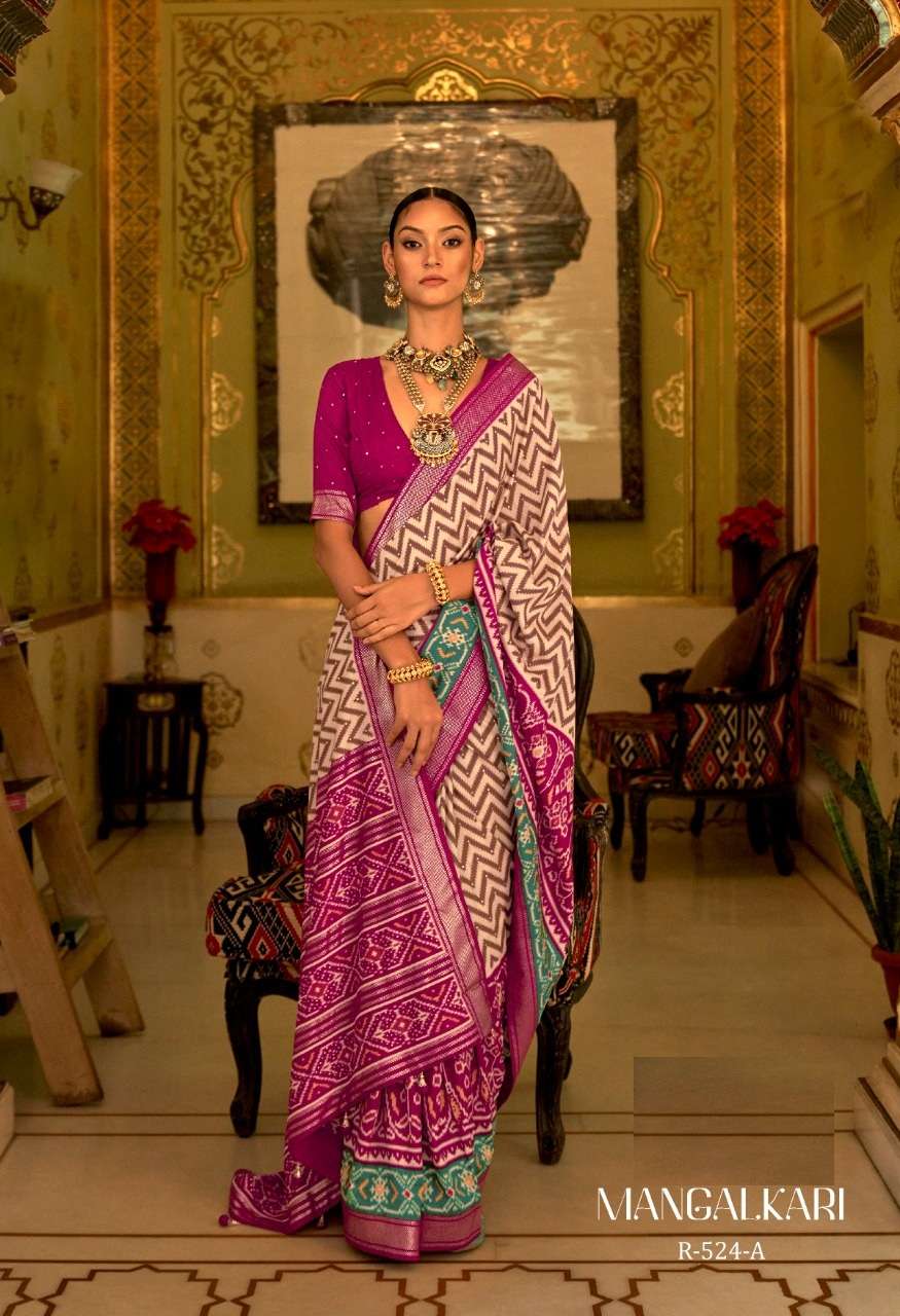 DESIGNER FANCY PARTY WEAR PINK SILK SAREE EXCLUSIVE COLLECTION SM REVAA MANGALKARI 524A