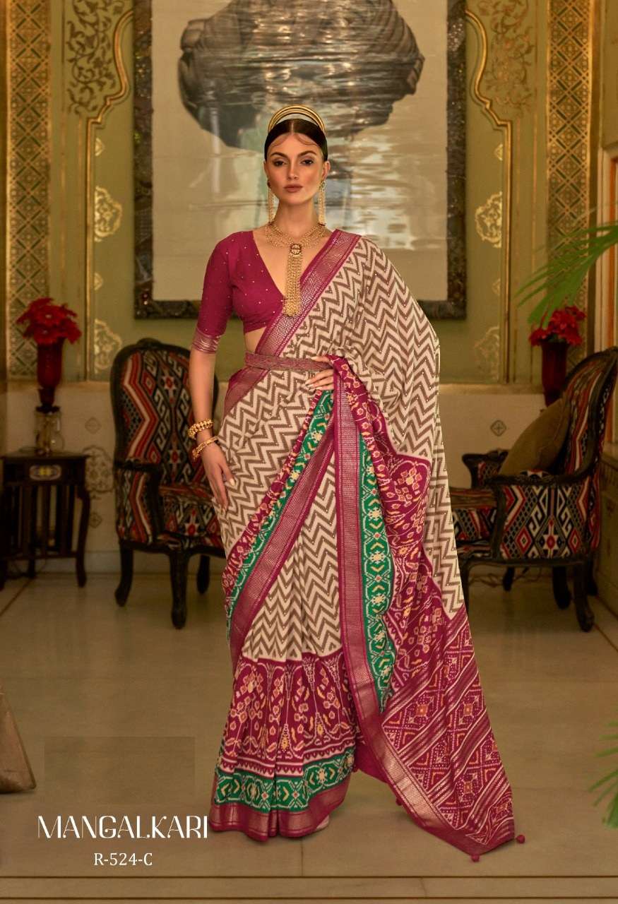 DESIGNER FANCY PARTY WEAR PINK SILK SAREE EXCLUSIVE COLLECTION SM REVAA MANGALKARI 524C