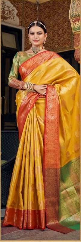 DESIGNER FANCY PARTY WEAR YELLOW SILK SAREE EXCLUSIVE COLLECTION RAJYOG AVYUKTHA SM 65005