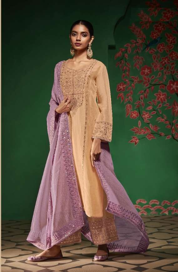 DESIGNER FANCY WEDDING PARTY WEAR YELLOW SILK SHARARA SALWAR SUIT SM KIMORA RABANI 2073