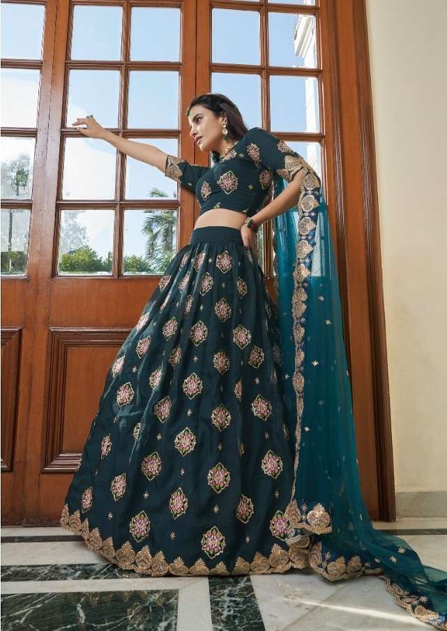 DESIGNER TRENDY STYLISH FANCY RAMA WEDDING PARTY WEAR LEHENGA CHOLI IN ORGANZA FABRIC AAHVAN VIRASAT 2402