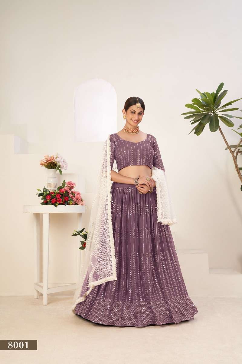 DESIGNER TRENDY STYLISH FANCY WEDDING PARTY WEAR PURPLE LEHENGA CHOLI IN GEORGETTE FABRIC PC SIYA 8001