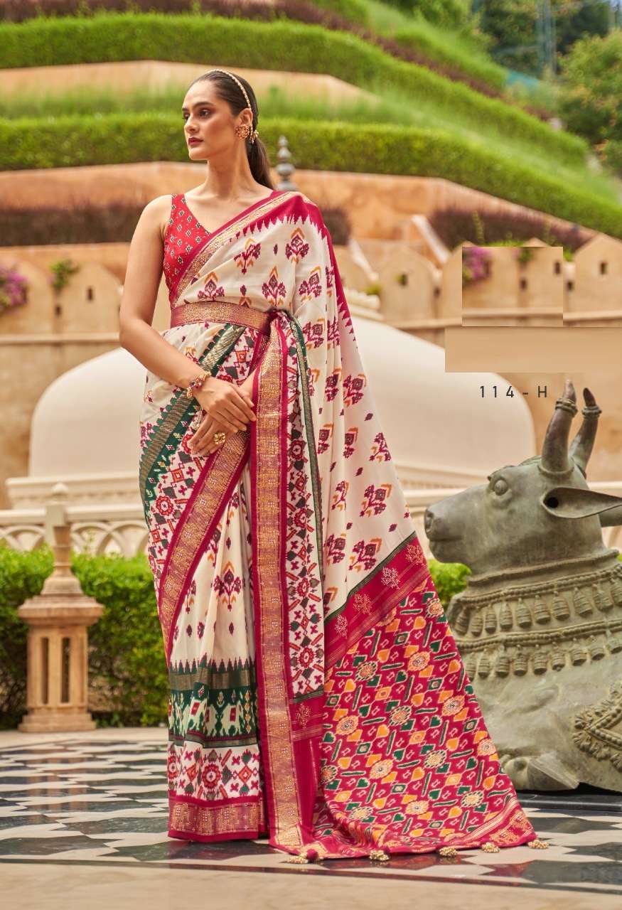 DESIGNER WEDDING PARTY FUNCTION WEAR CHIKU SILK SAREE EXCLUSIVE COLLECTION REVAA NANDI 114H