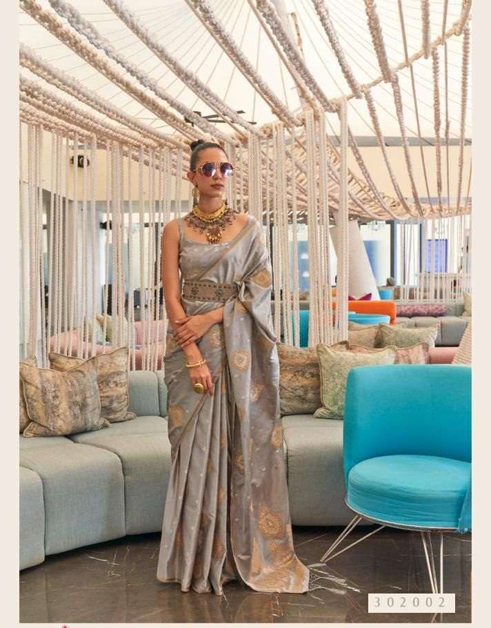 DESIGNER WEDDING PARTY FUNCTION WEAR GREY SILK SAREE EXCLUSIVE COLLECTION RAJTEX SM 302002