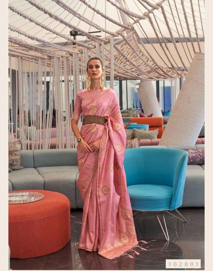 DESIGNER WEDDING PARTY FUNCTION WEAR PINK SILK SAREE EXCLUSIVE COLLECTION RAJTEX SM 302001