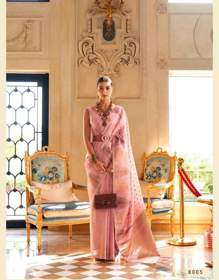 DESIGNER WEDDING PARTY FUNCTION WEAR PINK TISSUE SILK SAREE EXCLUSIVE COLLECTION SM RAJBEER KYAARI 8005