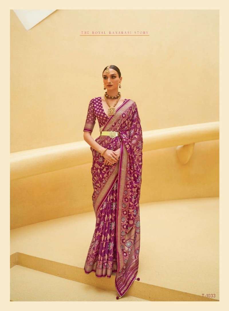 DESIGNER WEDDING PARTY WEAR FANCY ORGANZA RANI SILK SAREE COLLECTION SM RATH RAJKANYA 1033