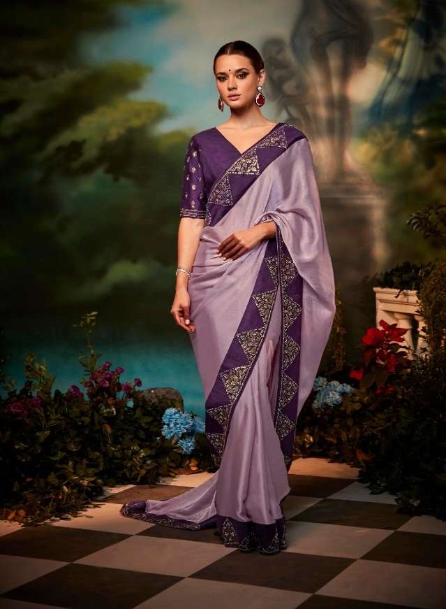 DESIGNER WEDDING PARTY WEAR FANCY PURPLE SILK SAREE COLLECTION SM KIMORA KAJAL 5249