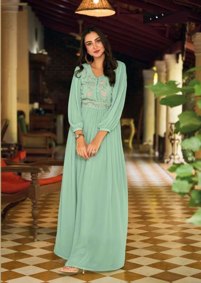 PISTA DESIGNER FANCY MOST SELLING GEORGETTE READY TO WEAR KHATLI WORK ANARKALI SUIT FOR PARTY CASUAL WEAR ZAVERI KASHMIRA 1114