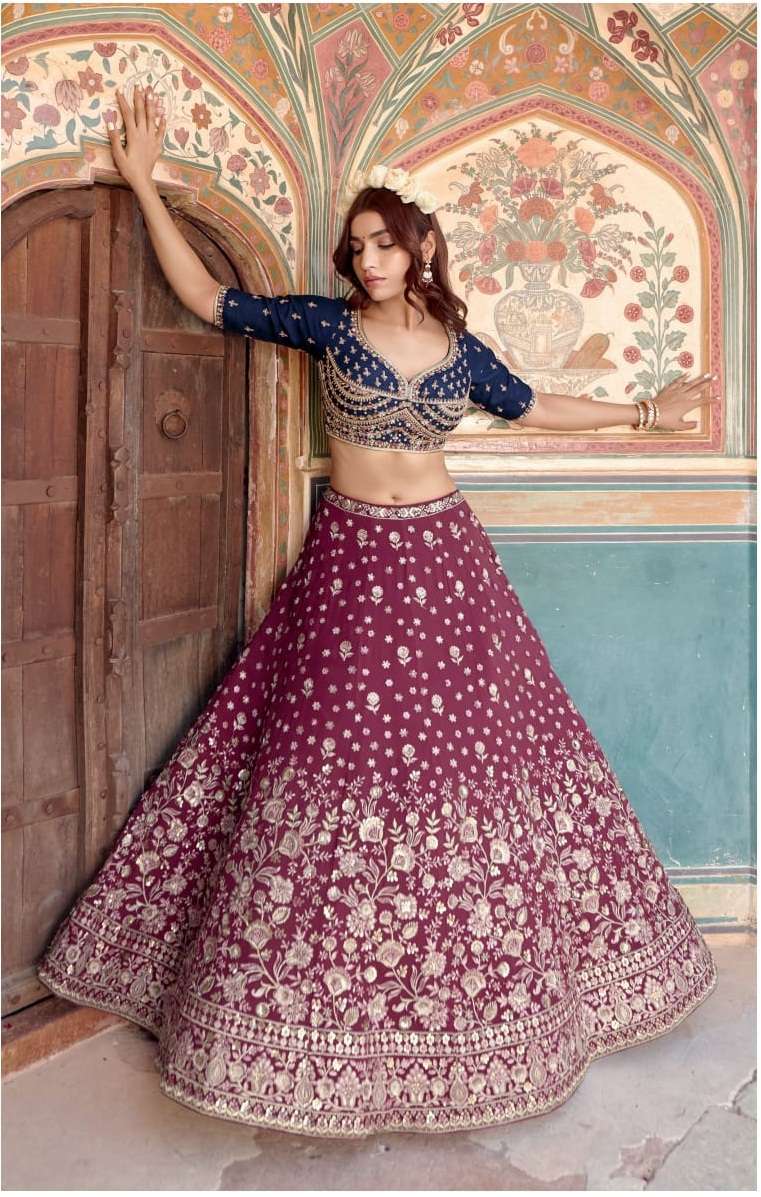 RANI PINK BEST DESIGNER BRIDAL WEDDING PARTY WEAR HEAVY PURE GEORGETTE LEHENGA CHOLI NAVKAR C20