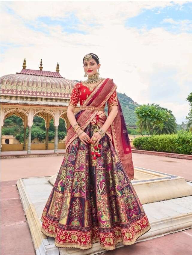 TRENDY DESIGNER FANCY TRENDY PARTY WEAR HEAVY SILK LEHENGA CHOLI SM ROYAL 1018