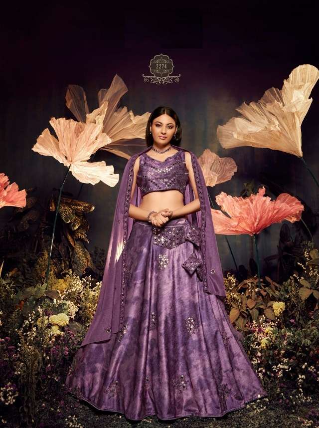 TRENDY DESIGNER FANCY WEDDING PARTY WEAR HEAVY PURPLE VELVET LEHENGA CHOLI KF BRIDESMAID 2274