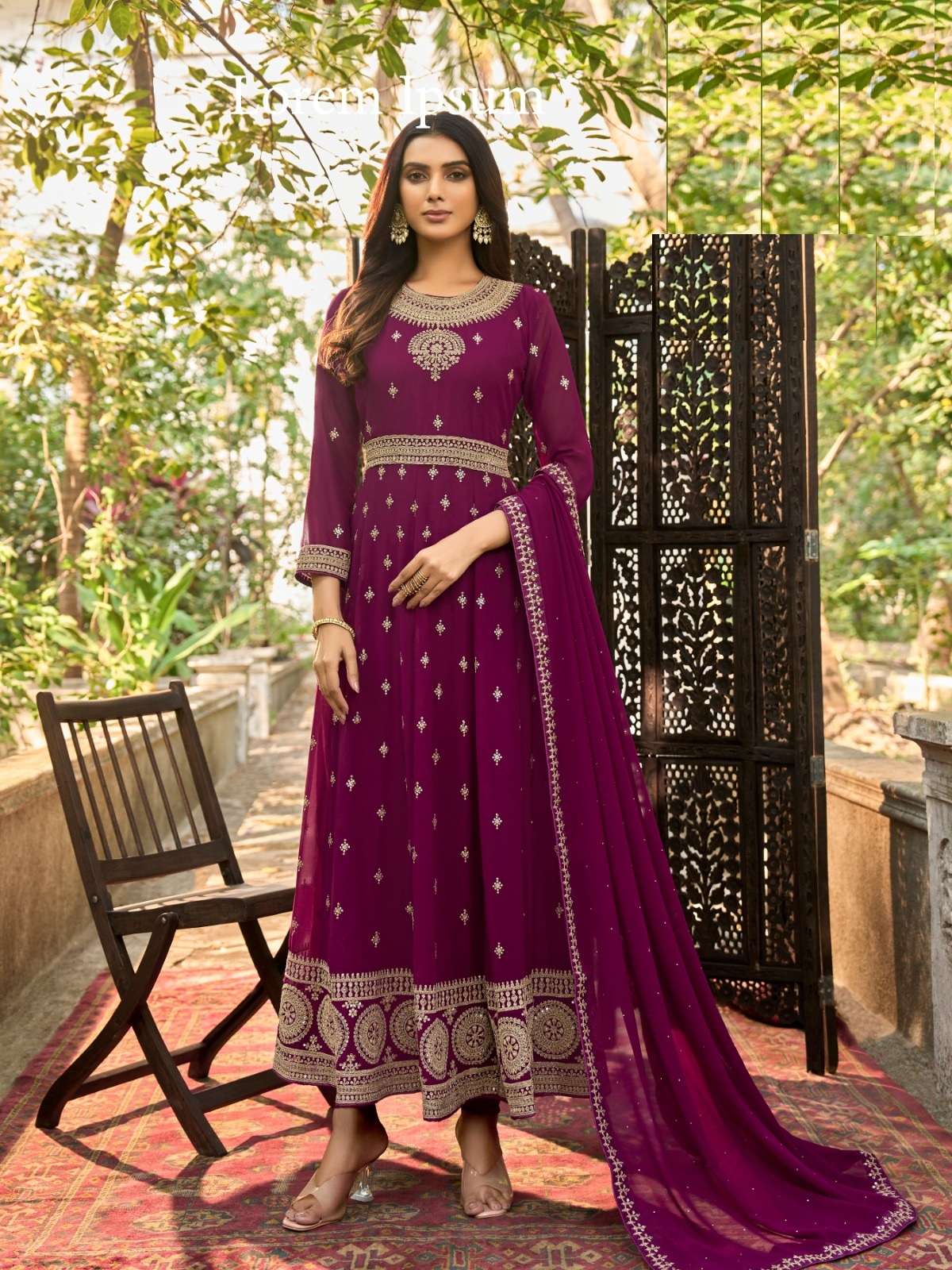 CELEBRITY STYLE DESIGNER ANARKALI PARTY WEAR MAGENTA SALWAR KAMEEZ DRESS IN HEAVY FAUX GEORGETTE SABAH ZAINA 1024