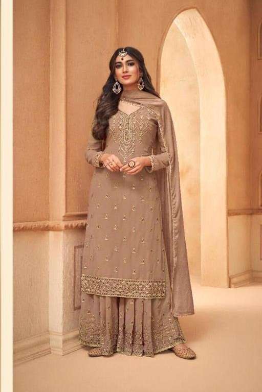 DESIGNER FANCY PARTY WEAR GEORGETTE CHIKU SHARARA SALWAR SUIT JG MOHINI GLAMOUR 95001E