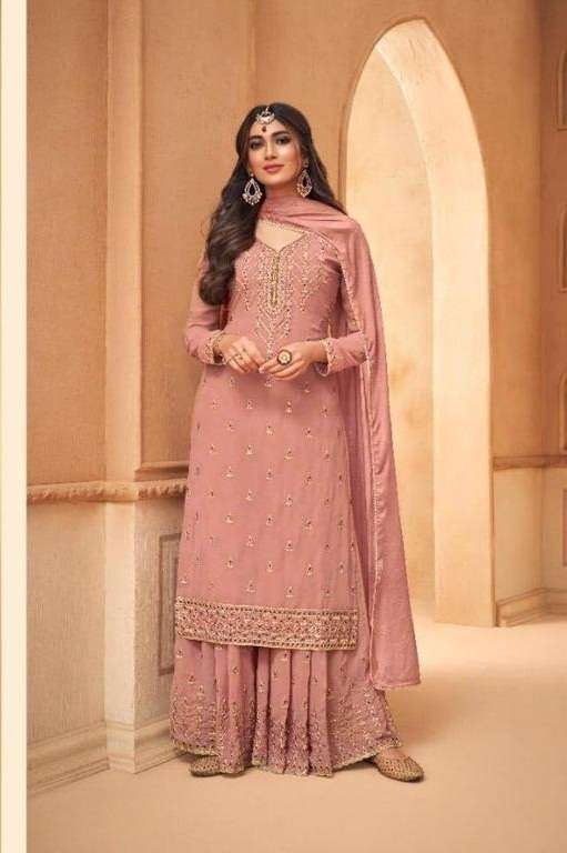 DESIGNER FANCY PARTY WEAR GEORGETTE PEACE SHARARA SALWAR SUIT JG MOHINI GLAMOUR 95001C