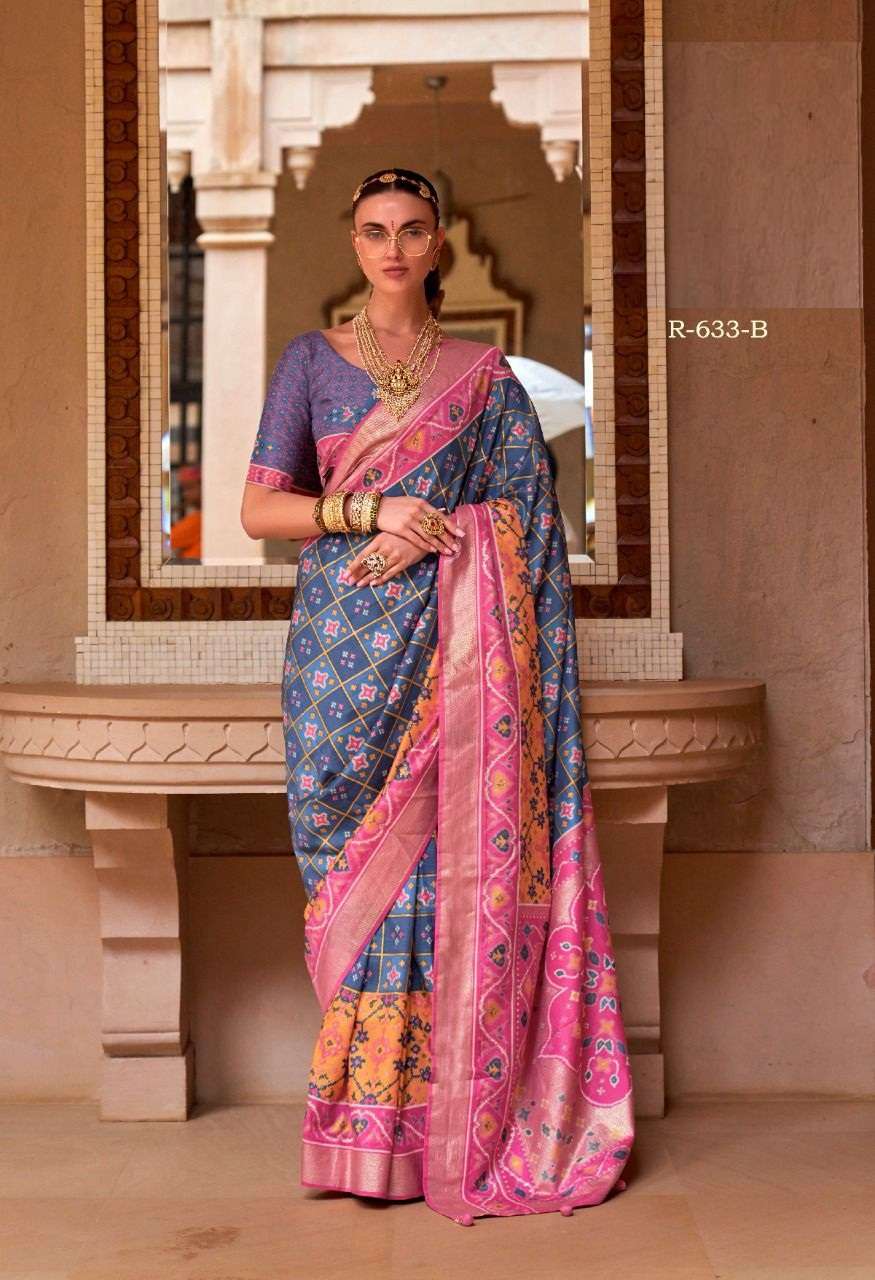 DESIGNER FANCY WEDDING PARTY WEAR DESIGNER BLUE BANARASI SILK FABRIC SAREE REVAA RAJVANSH 633B