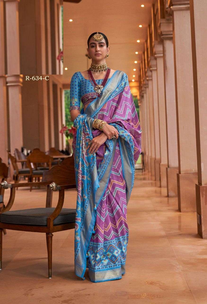 DESIGNER FANCY WEDDING PARTY WEAR DESIGNER BLUE BANARASI SILK FABRIC SAREE REVAA RAJVANSH 634C