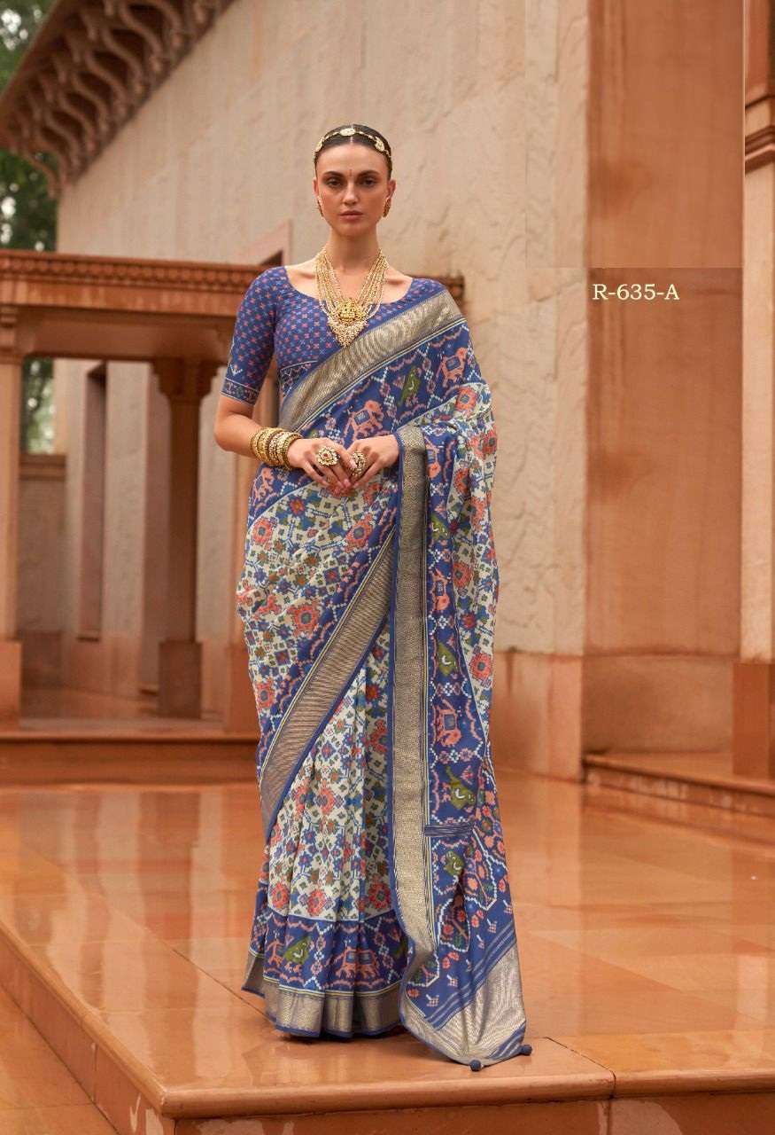 DESIGNER FANCY WEDDING PARTY WEAR DESIGNER BLUE BANARASI SILK FABRIC SAREE REVAA RAJVANSH 635A