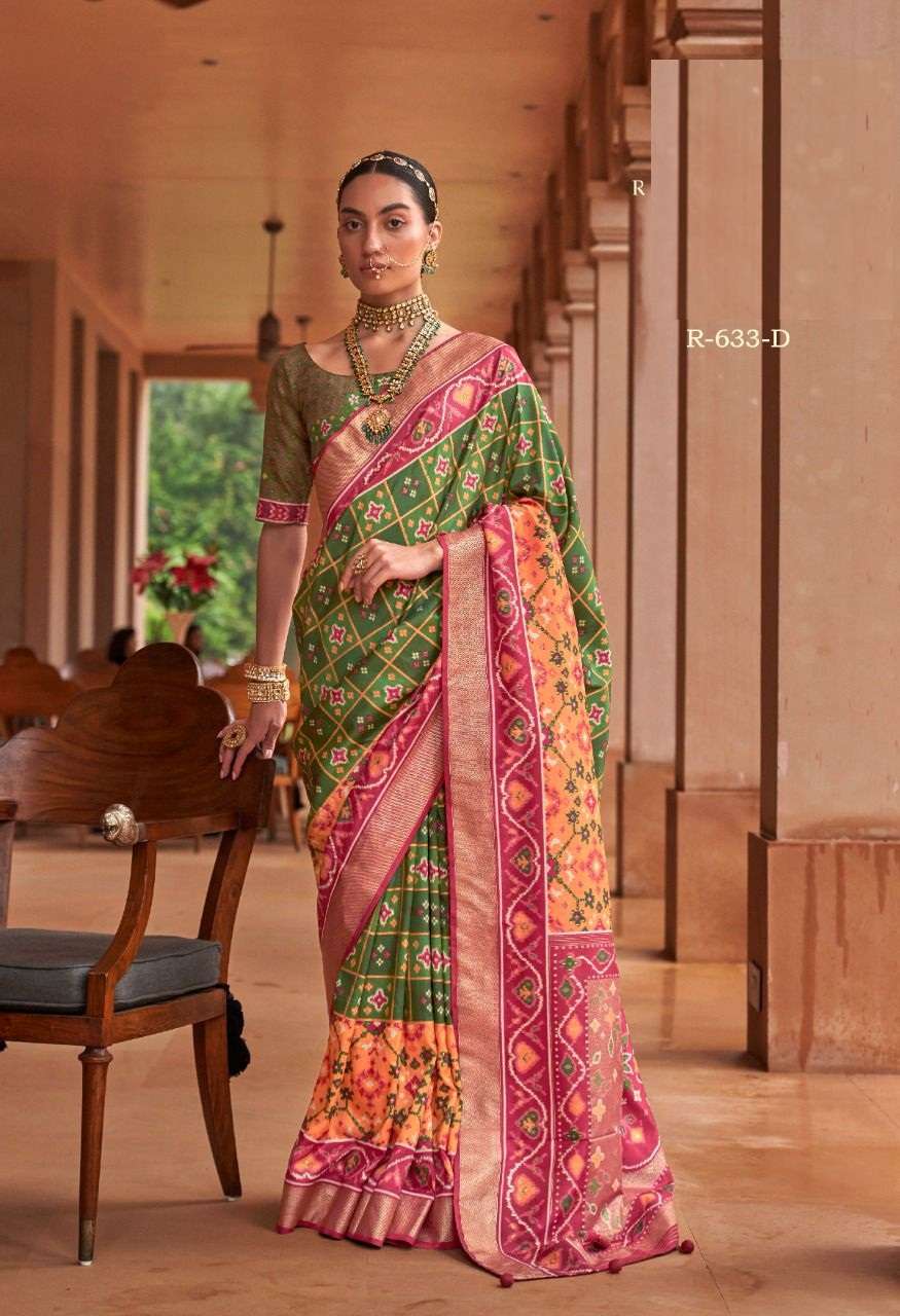 DESIGNER FANCY WEDDING PARTY WEAR DESIGNER GREEN BANARASI SILK FABRIC SAREE REVAA RAJVANSH 633D