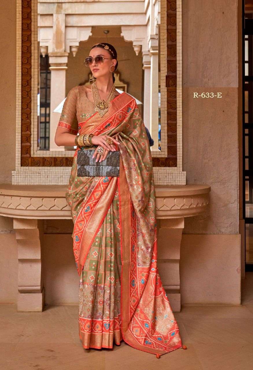 DESIGNER FANCY WEDDING PARTY WEAR DESIGNER ORANGE BANARASI SILK FABRIC SAREE REVAA RAJVANSH 633E