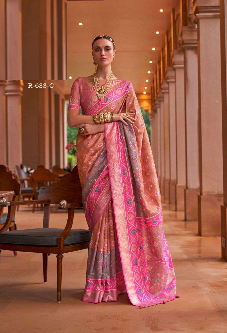 DESIGNER FANCY WEDDING PARTY WEAR DESIGNER PEACE BANARASI SILK FABRIC SAREE REVAA RAJVANSH 633C