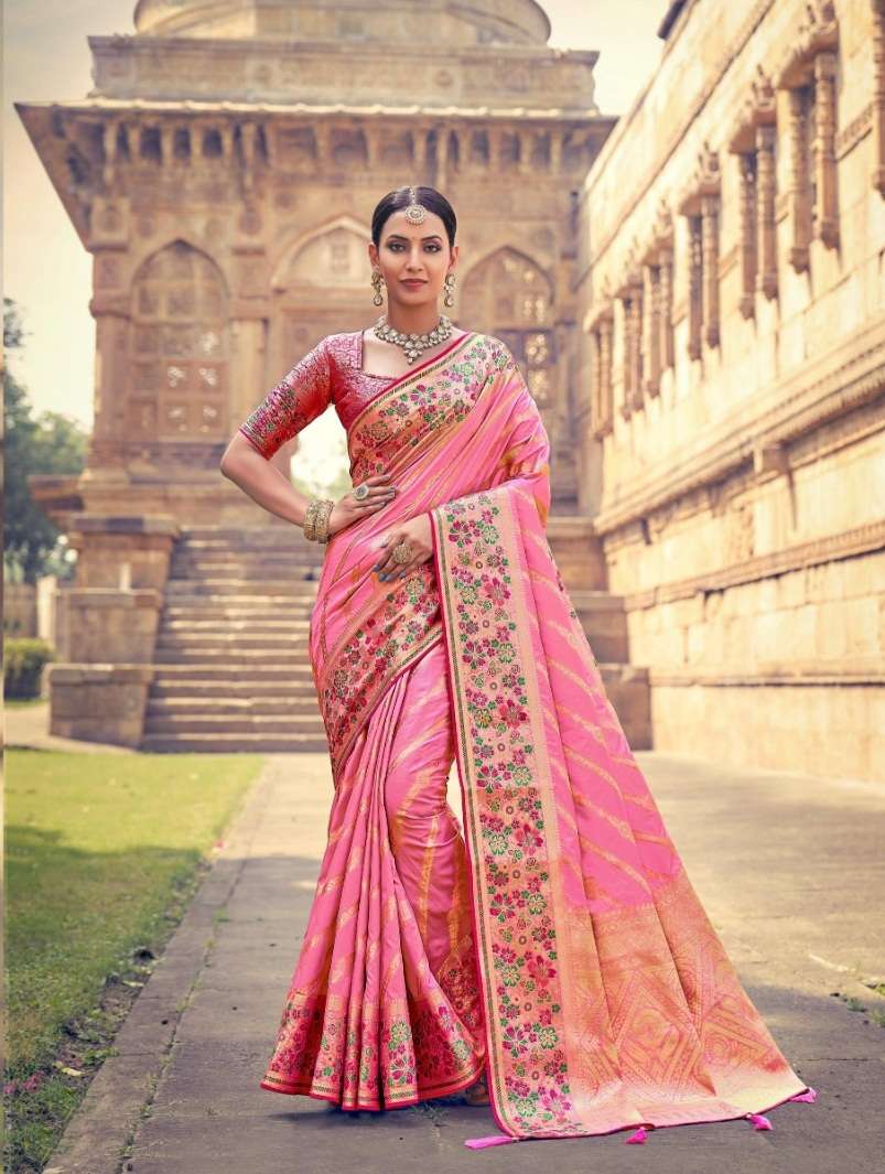 DESIGNER FANCY WEDDING PARTY WEAR DESIGNER PINK BANARASI SILK FABRIC SAREE SM PRERNA 1801