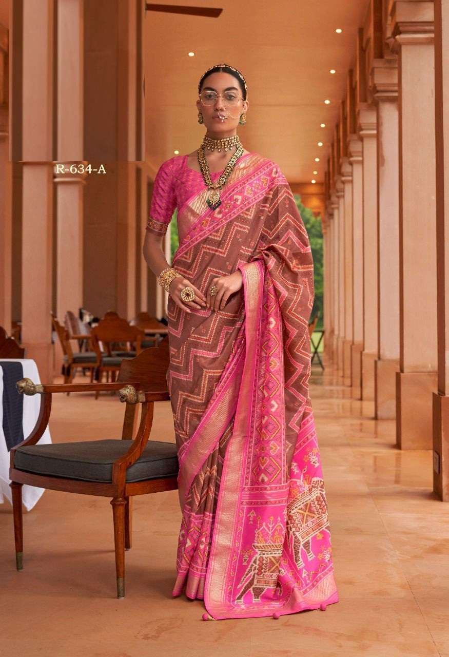 DESIGNER FANCY WEDDING PARTY WEAR DESIGNER PINK BANARASI SILK FABRIC SAREE REVAA RAJVANSH 634A