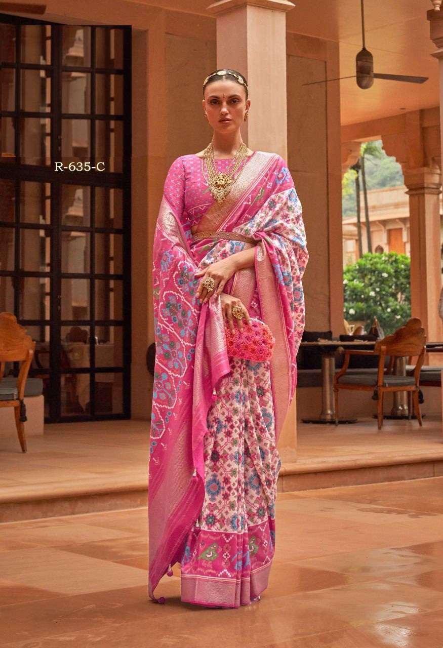 DESIGNER FANCY WEDDING PARTY WEAR DESIGNER PINK BANARASI SILK FABRIC SAREE REVAA RAJVANSH 635C