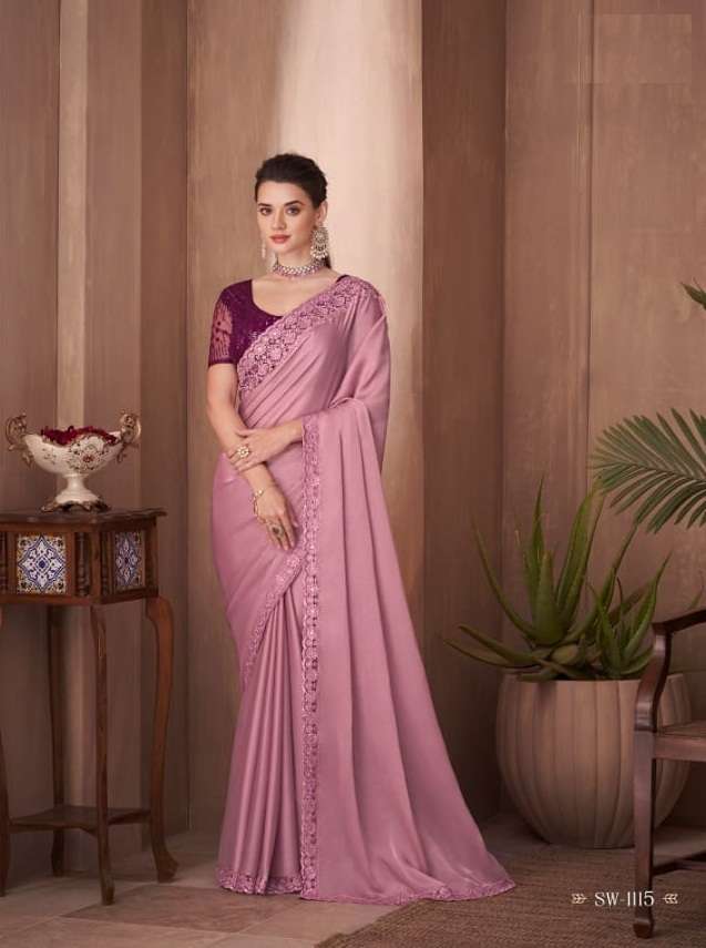 DESIGNER FANCY WEDDING PARTY WEAR DESIGNER PINK SILK SAREE SM TFH 1115